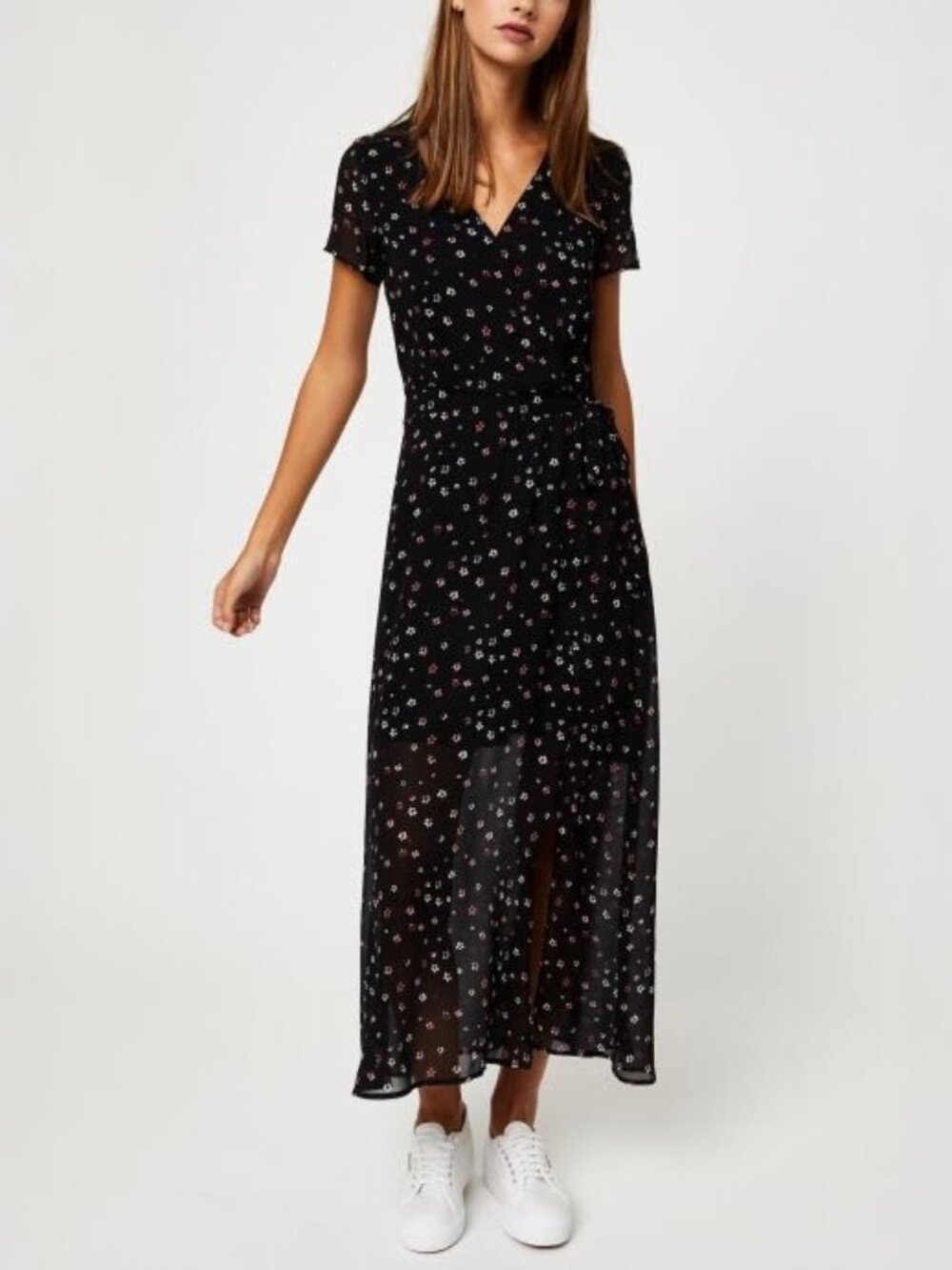 IKKS Floral Maxi Wrap Dress 🌸 Boho Chic Summer / Vacation Dress Size 36 (S)